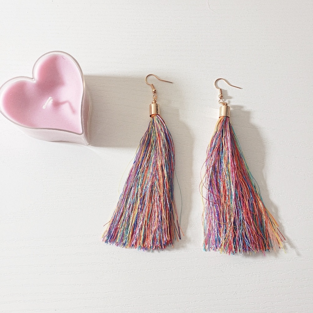 Rainbow Multicolored Boho Tassel Earrings